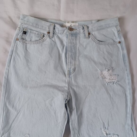 KanCan Jeans Light Wash Wide Leg Rigid Denim Highrise Button Fly Size 11 32x34 - Picture 3 of 12